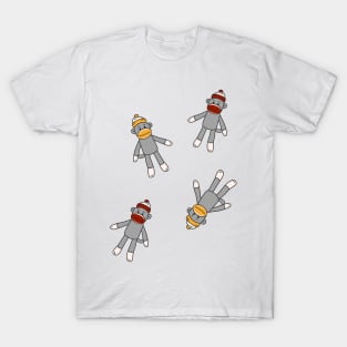 Sock Monkey Pattern On White Background T-Shirt